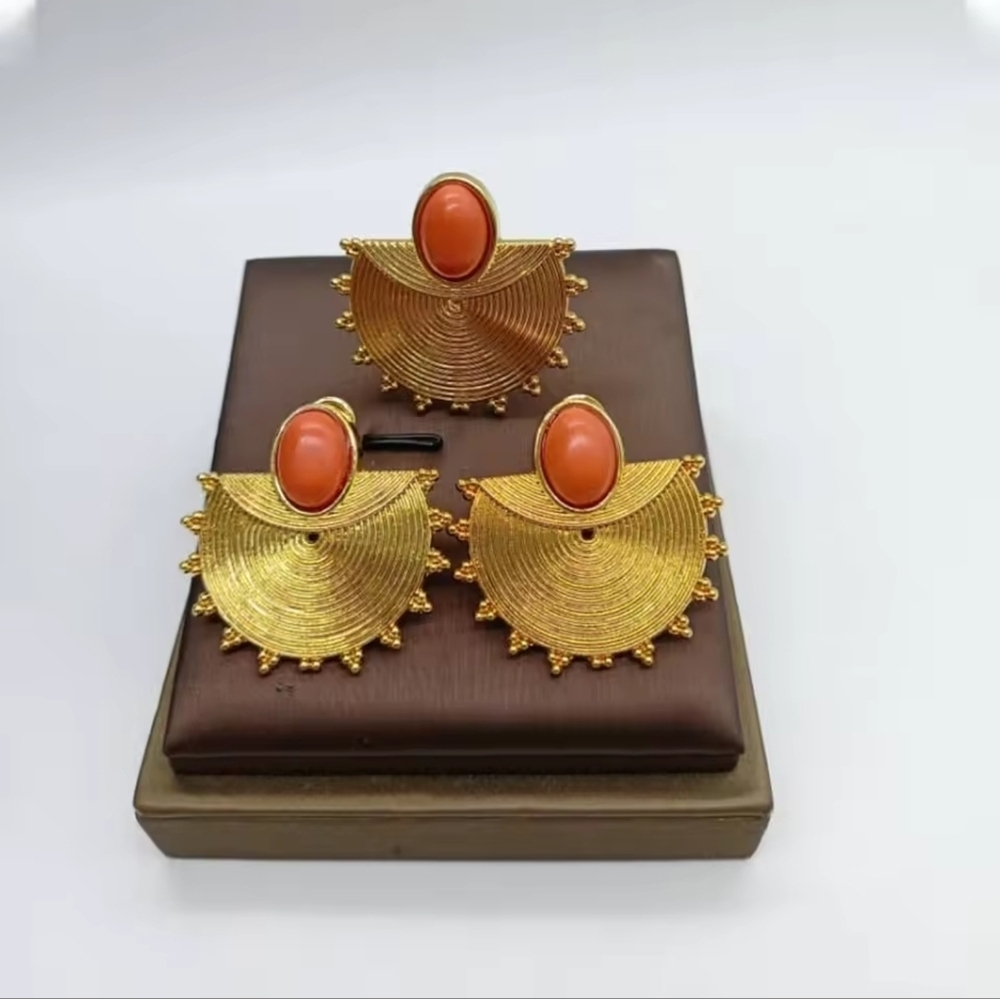 Gold and Orange Earrings